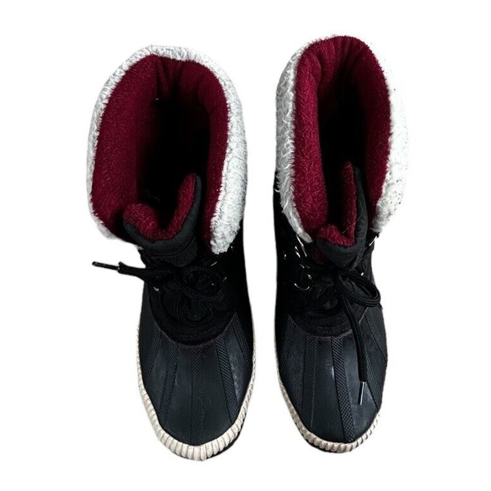 Tommy Hilfiger Black Twebonie Duck Boots Women’s Sz 7M Leather Faux Fur Winter - Picture 7 of 9